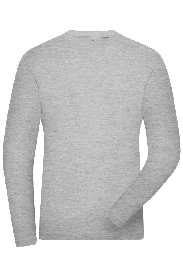 Men's BIO Stretch-Longsleeve Work - SOLID - Langarm Shirt aus weichem Elastic-Single-Jersey grau, Gr. 3XL