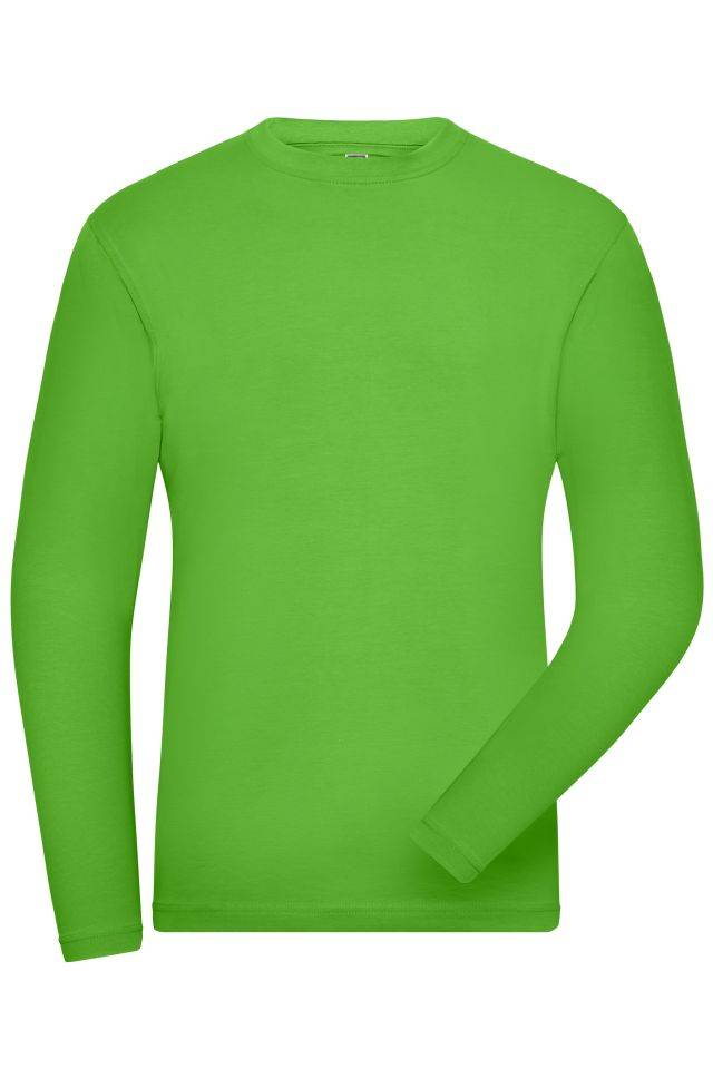 Men's BIO Stretch-Longsleeve Work - SOLID - Langarm Shirt aus weichem Elastic-Single-Jersey grün, Gr. 5XL