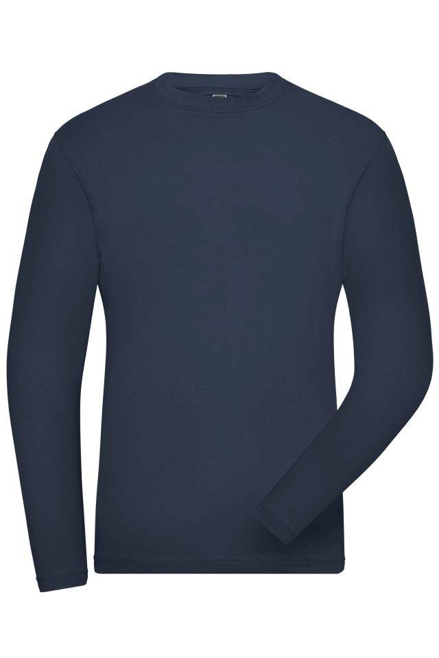 Men's BIO Stretch-Longsleeve Work - SOLID - Langarm Shirt aus weichem Elastic-Single-Jersey blau, Gr. XL