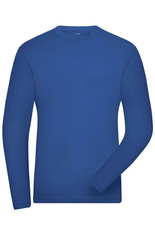 Men's BIO Stretch-Longsleeve Work - SOLID - Langarm Shirt aus weichem Elastic-Single-Jersey blau, Gr. XL