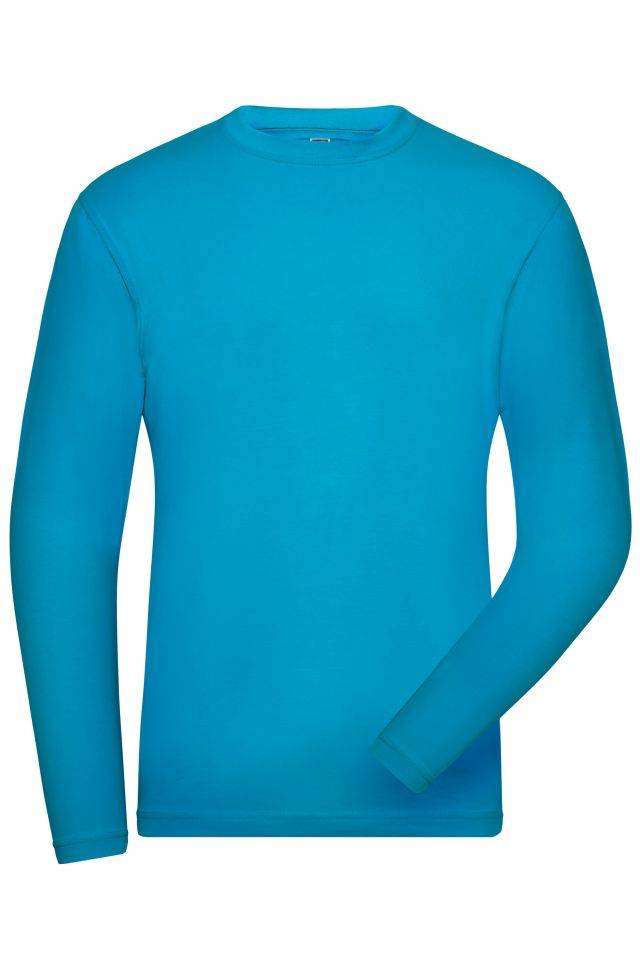 Men's BIO Stretch-Longsleeve Work - SOLID - Langarm Shirt aus weichem Elastic-Single-Jersey blau, Gr. XS