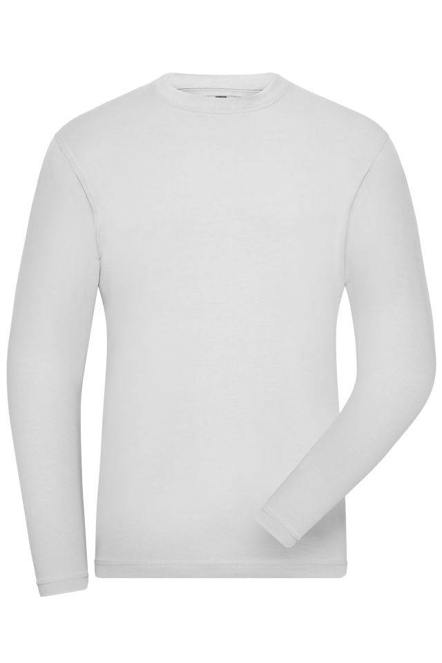 Men's BIO Stretch-Longsleeve Work - SOLID - Langarm Shirt aus weichem Elastic-Single-Jersey weiß, Gr. XXL