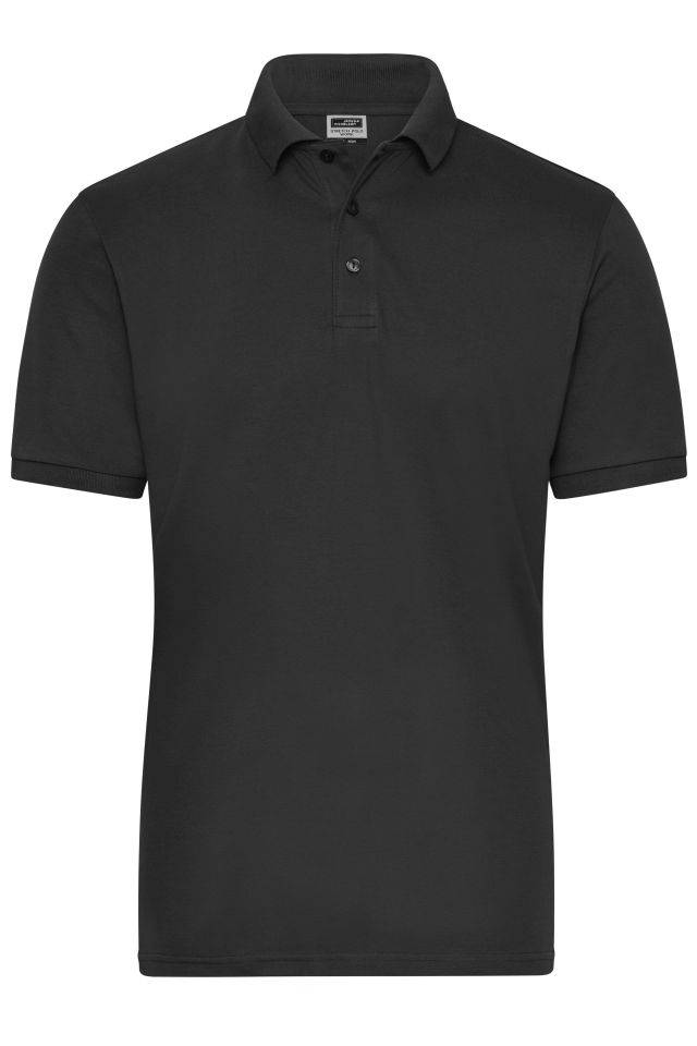 Men's BIO Stretch-Polo Work - SOLID - Polo aus weichem Elastic-Piqué schwarz, Gr. 5XL
