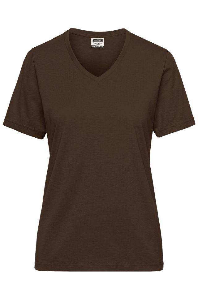 Ladies' BIO Workwear T-Shirt Strapazierfähiges und pflegeleichtes T-Shirt braun, Gr. XL