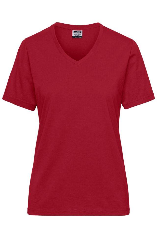 Ladies' BIO Workwear T-Shirt Strapazierfähiges und pflegeleichtes T-Shirt rot, Gr. L