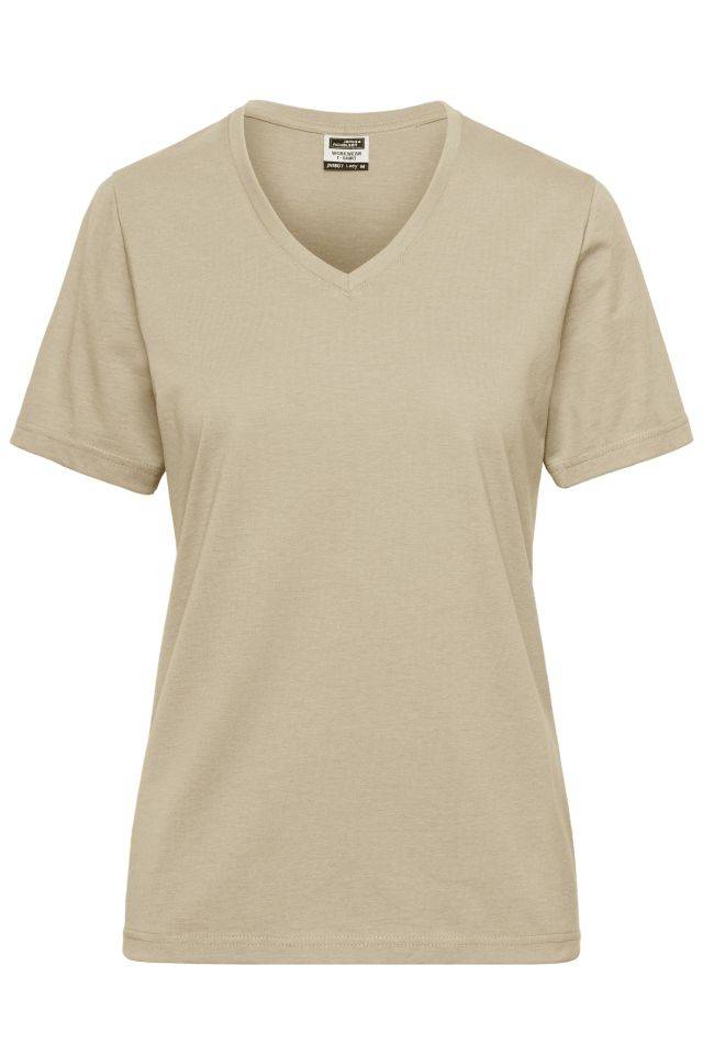Ladies' BIO Workwear T-Shirt Strapazierfähiges und pflegeleichtes T-Shirt braun/grau, Gr. M