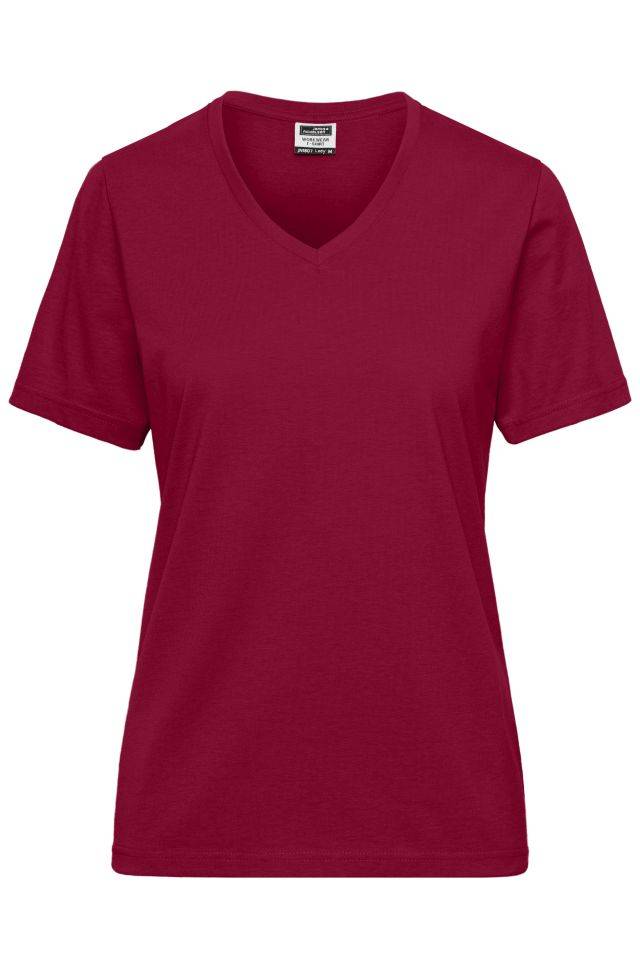 Ladies' BIO Workwear T-Shirt Strapazierfähiges und pflegeleichtes T-Shirt rot/weinrot, Gr. XXL