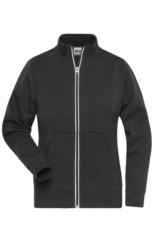 Ladies' Doubleface Work Jacket - SOLID - Funktionelle Jacke mit Stehkragen und Kängurutasche schwarz, Gr. M