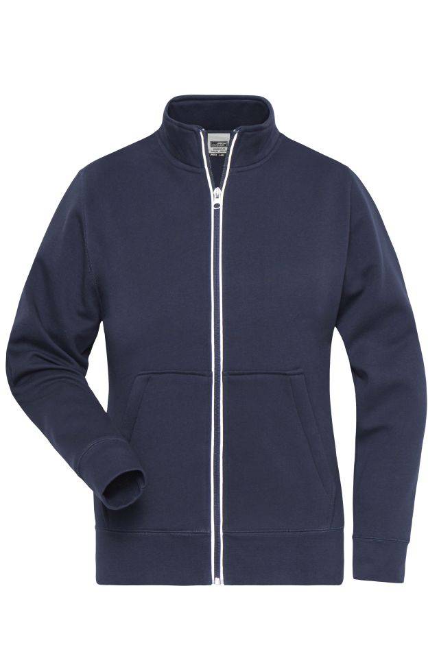 Ladies' Doubleface Work Jacket - SOLID - Funktionelle Jacke mit Stehkragen und Kängurutasche blau, Gr. XS