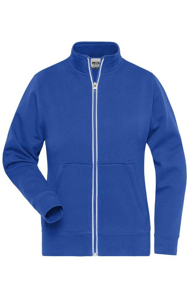 Ladies' Doubleface Work Jacket - SOLID - Funktionelle Jacke mit Stehkragen und Kängurutasche blau, Gr. 4XL