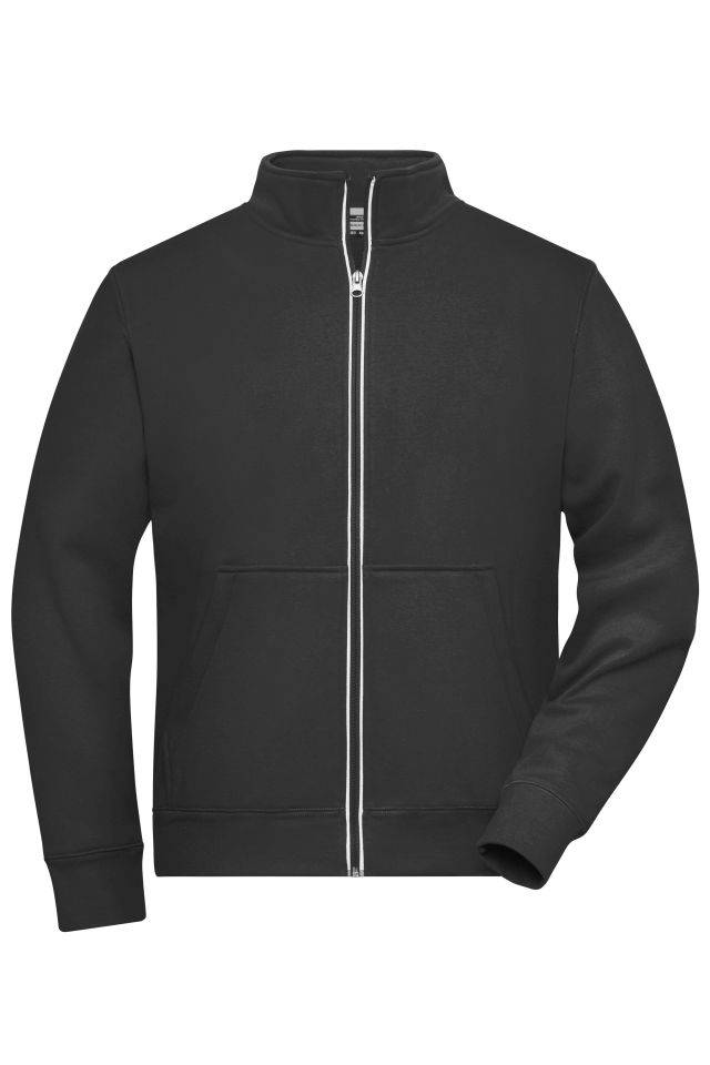 Men's Doubleface Work Jacket - SOLID - Funktionelle Jacke mit Stehkragen und Kängurutasche schwarz, Gr. 5XL