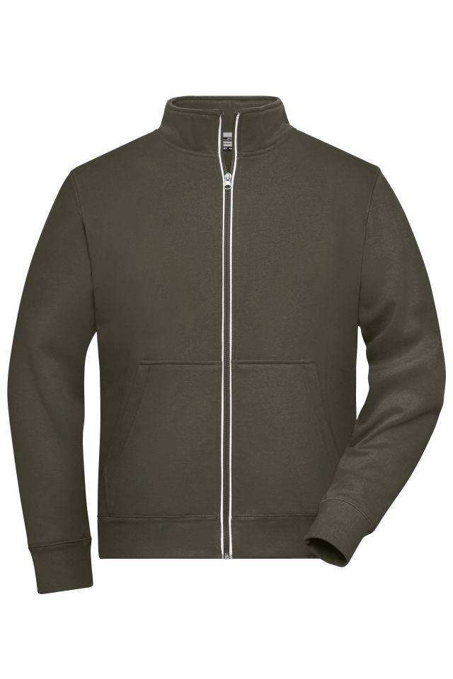 Men's Doubleface Work Jacket - SOLID - Funktionelle Jacke mit Stehkragen und Kängurutasche braun/grün/oliv, Gr. L
