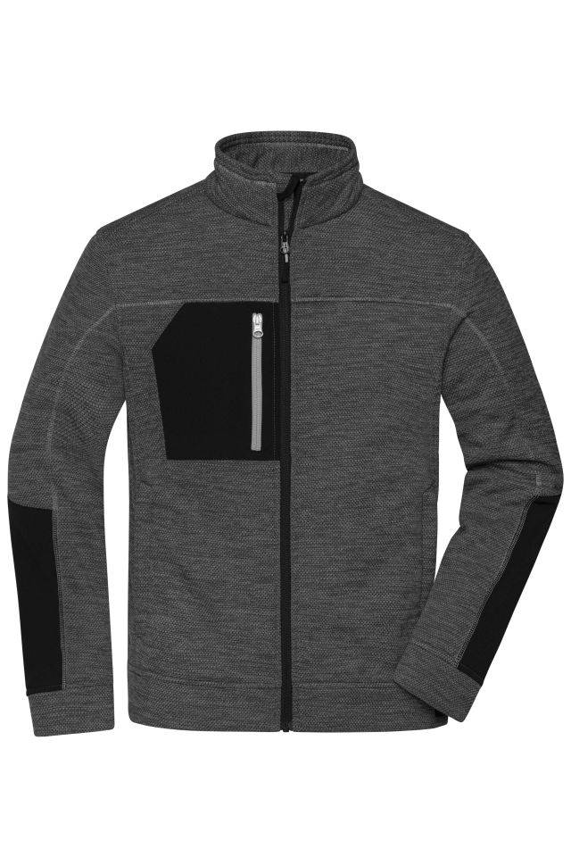 Men's Structure Fleece Jacket Pflegeleichte Strick-Fleecejacke für Arbeit und Freizeit schwarz, Gr. XL
