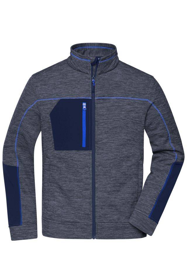 Men's Structure Fleece Jacket Pflegeleichte Strick-Fleecejacke für Arbeit und Freizeit blau, Gr. L