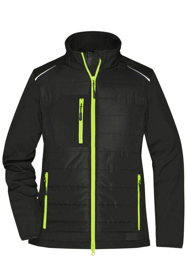 Ladies' Hybrid Jacket Softshelljacke im attraktiven Materialmix schwarz/gelb/neon, Gr. XS
