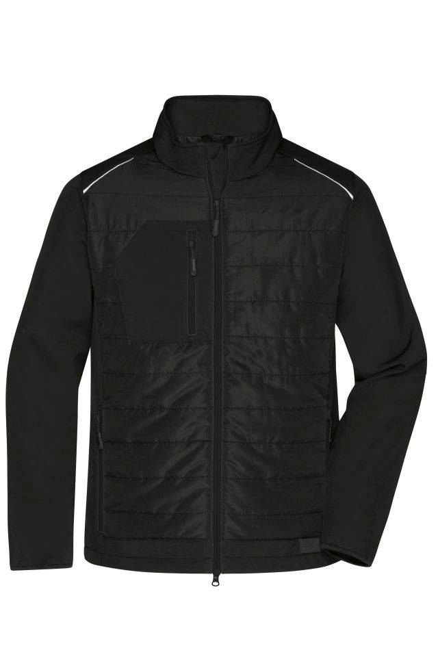 Men's Hybrid Jacket Softshelljacke im attraktiven Materialmix schwarz, Gr. 6XL
