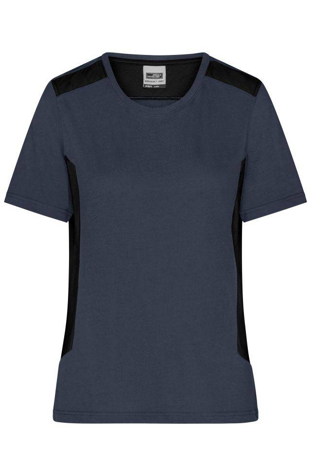 Ladies' Workwear T-Shirt - STRONG - Strapazierfähiges und pflegeleichtes T-Shirt mit Kontrasteinsätzen schwarz/grau, Gr.