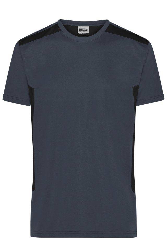 Men`s Workwear T-Shirt - STRONG - Strapazierfähiges und pflegeleichtes T-Shirt mit Kontrasteinsätzen schwarz/grau, Gr. 4