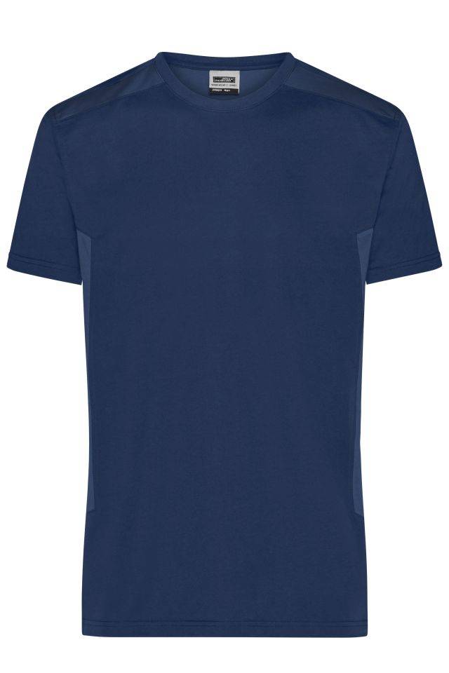 Men`s Workwear T-Shirt - STRONG - Strapazierfähiges und pflegeleichtes T-Shirt mit Kontrasteinsätzen blau, Gr. XXL