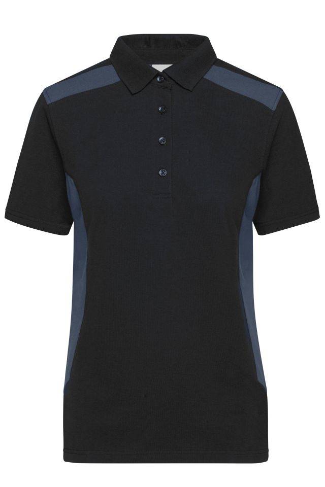 Ladies' Workwear Polo - STRONG - Strapazierfähiges und pflegeleichtes Polo mit Kontrasteinsätzen schwarz/grau, Gr. 3XL