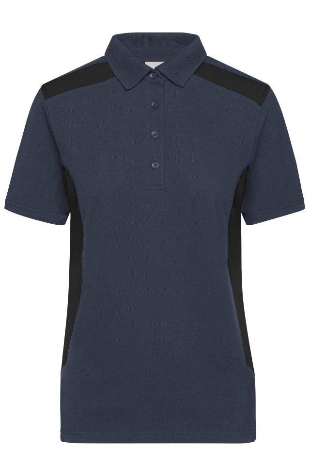 Ladies' Workwear Polo - STRONG - Strapazierfähiges und pflegeleichtes Polo mit Kontrasteinsätzen schwarz/grau, Gr. 4XL