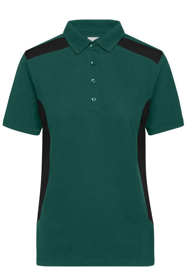 Ladies' Workwear Polo - STRONG - Strapazierfähiges und pflegeleichtes Polo mit Kontrasteinsätzen schwarz/grün, Gr. M