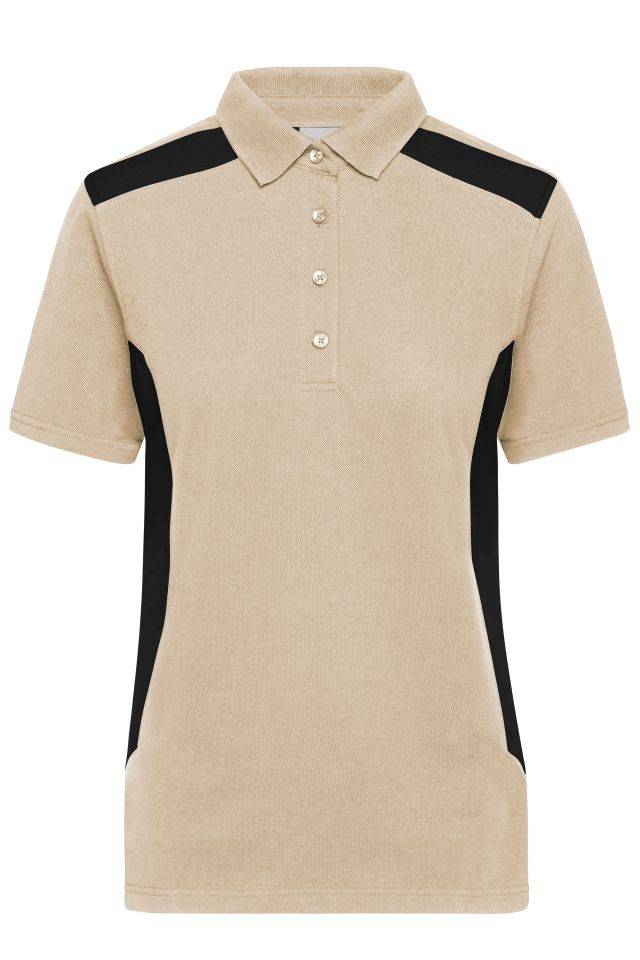 Ladies' Workwear Polo - STRONG - Strapazierfähiges und pflegeleichtes Polo mit Kontrasteinsätzen schwarz/braun/grau, Gr.