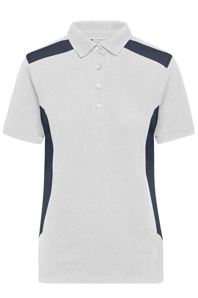 Ladies' Workwear Polo - STRONG - Strapazierfähiges und pflegeleichtes Polo mit Kontrasteinsätzen weiß/grau, Gr. M