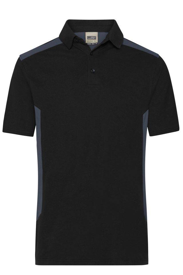 Men's Workwear Polo - STRONG - Strapazierfähiges und pflegeleichtes Polo mit Kontrasteinsätzen schwarz/grau, Gr. XS