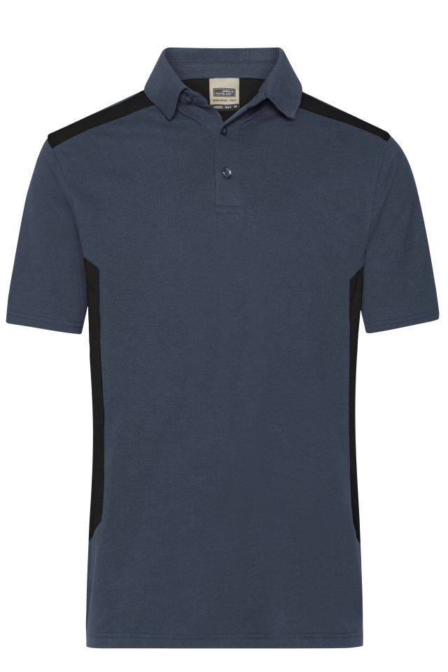 Men's Workwear Polo - STRONG - Strapazierfähiges und pflegeleichtes Polo mit Kontrasteinsätzen schwarz/grau, Gr. L