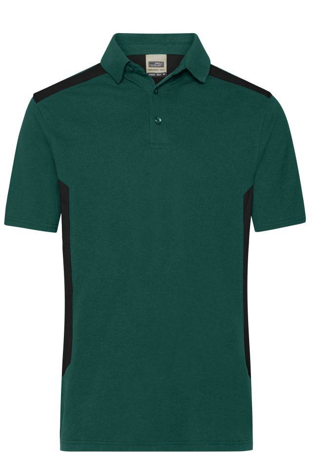 Men's Workwear Polo - STRONG - Strapazierfähiges und pflegeleichtes Polo mit Kontrasteinsätzen schwarz/grün, Gr. XXL