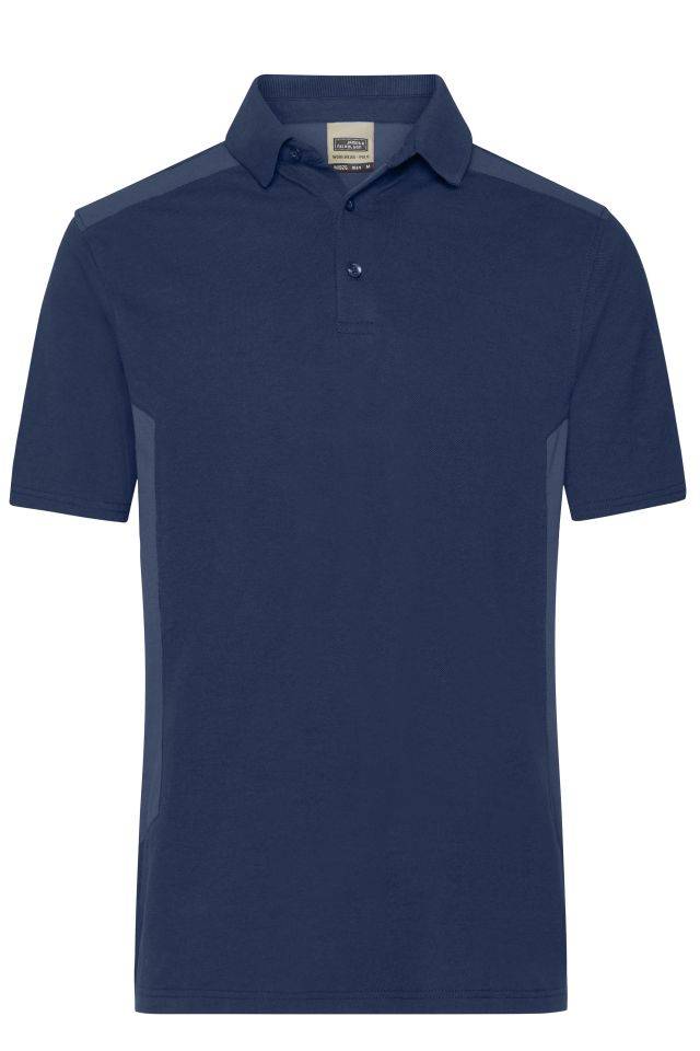 Men's Workwear Polo - STRONG - Strapazierfähiges und pflegeleichtes Polo mit Kontrasteinsätzen blau, Gr. S