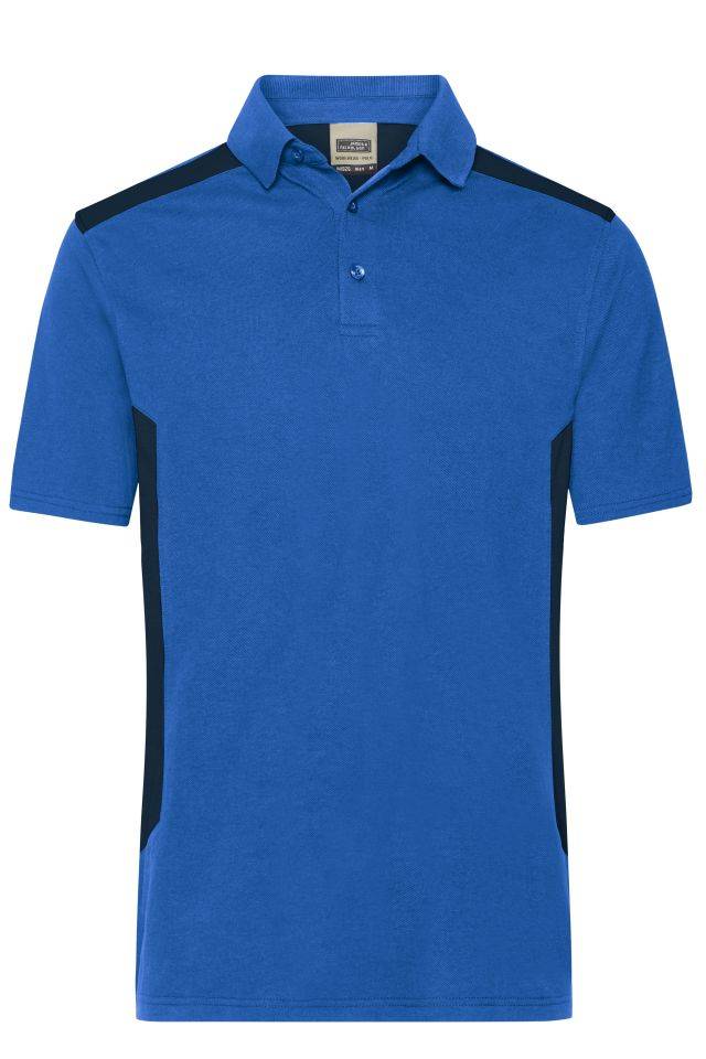 Men's Workwear Polo - STRONG - Strapazierfähiges und pflegeleichtes Polo mit Kontrasteinsätzen blau, Gr. 4XL