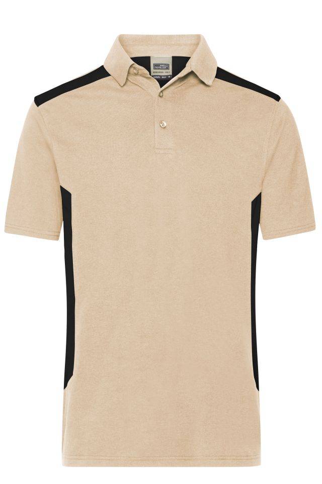 Men's Workwear Polo - STRONG - Strapazierfähiges und pflegeleichtes Polo mit Kontrasteinsätzen schwarz/braun/grau, Gr. X