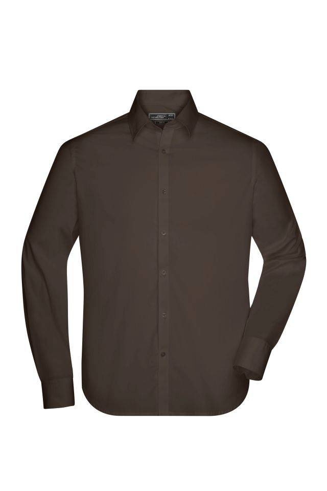 Men's Shirt Slim Fit Long Modisch tailliertes Cityhemd und Damenbluse braun, Gr. XL