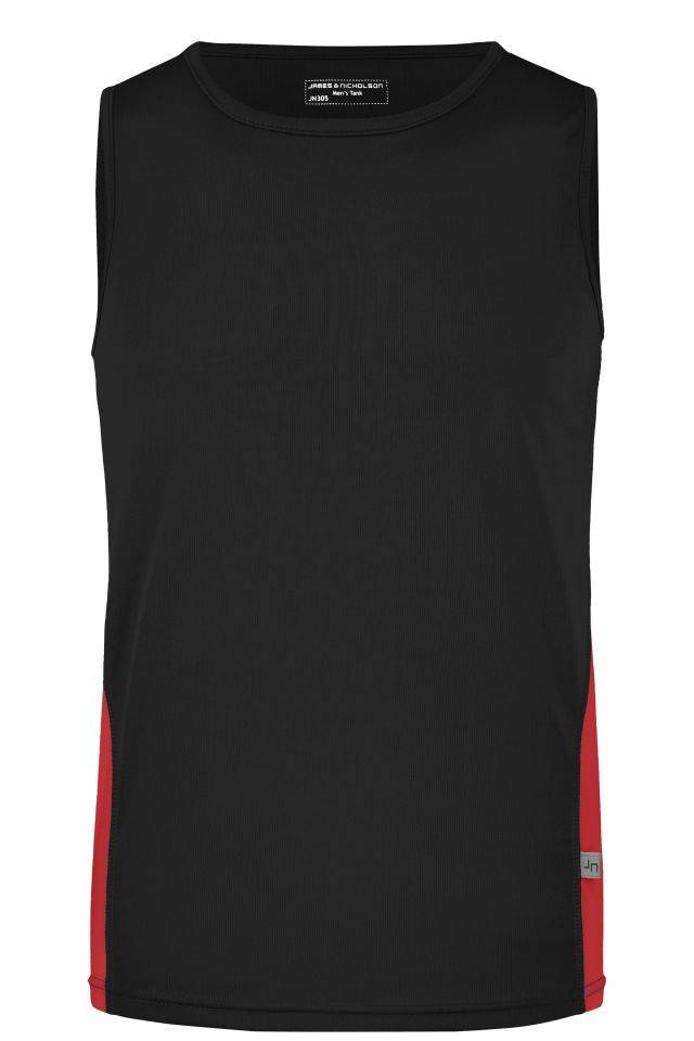 Men's Running Tank Funktionelles Lauftop schwarz/rot, Gr. M