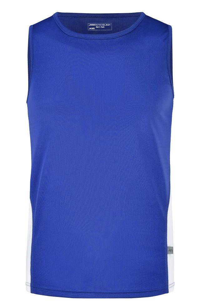 Men's Running Tank Funktionelles Lauftop weiß/blau, Gr. M