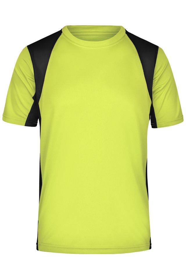 Men's Running-T Funktionelles Laufshirt schwarz/gelb/neon, Gr. 3XL