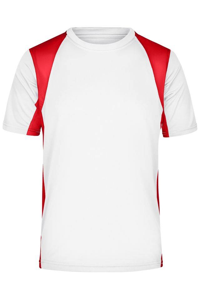 Men's Running-T Funktionelles Laufshirt weiß/rot, Gr. 3XL