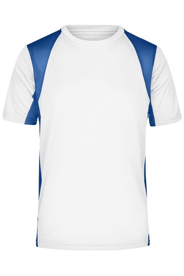 Men's Running-T Funktionelles Laufshirt weiß/blau, Gr. S
