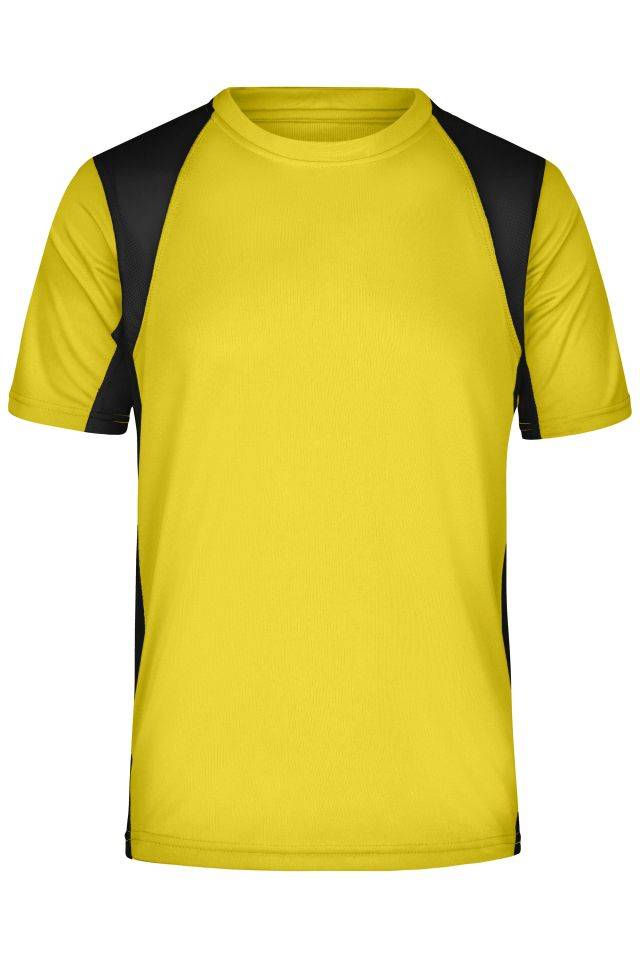 Men's Running-T Funktionelles Laufshirt schwarz/gelb, Gr. XL