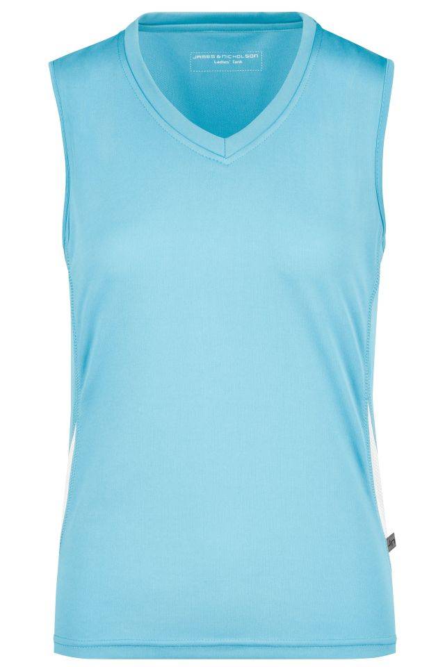 Ladies' Running Tank Funktionelles Lauftop weiß/blau, Gr. XL