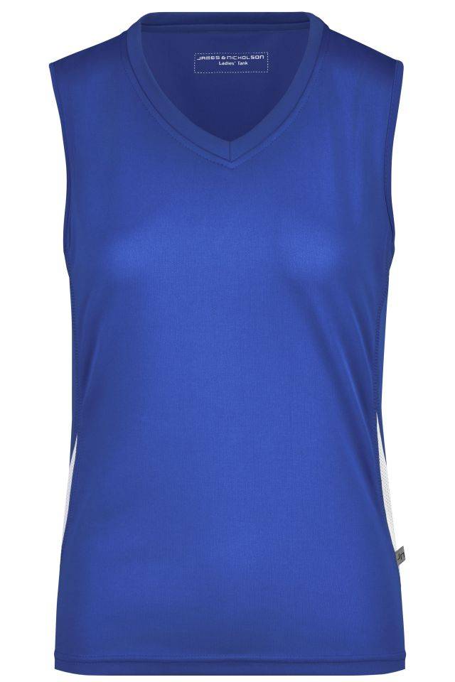 Ladies' Running Tank Funktionelles Lauftop weiß/blau, Gr. XL