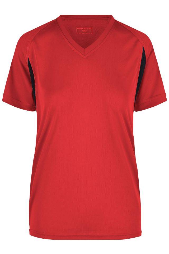 Ladies' Running-T Funktionelles Laufshirt schwarz/rot, Gr. M