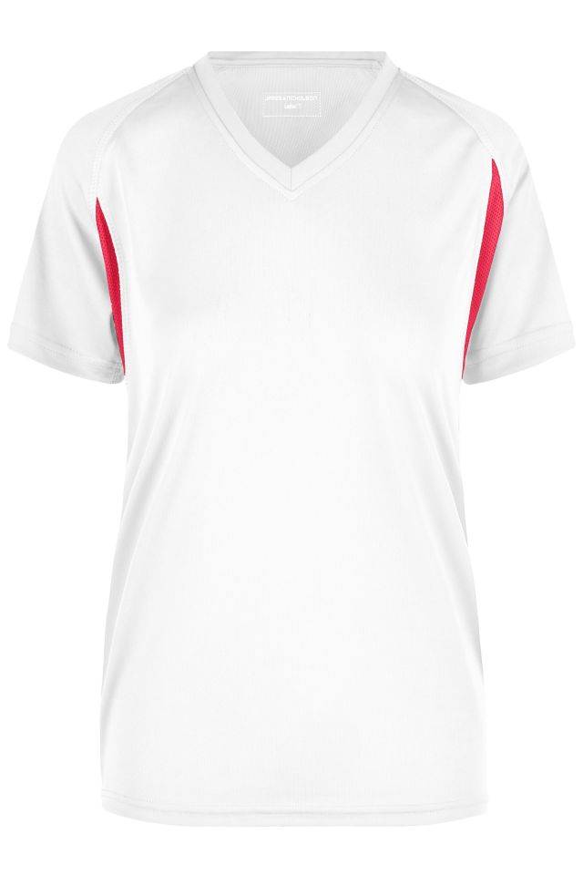Ladies' Running-T Funktionelles Laufshirt weiß/rot, Gr. XXL