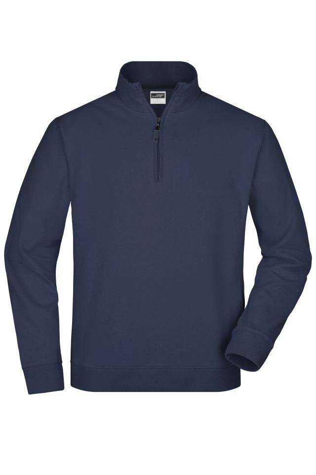 Round-Neck Zip Sweatshirt mit Stehkragen und kurzem Reißverschluss blau, Gr. XL