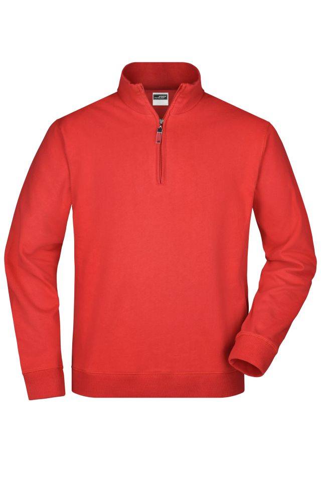 Round-Neck Zip Sweatshirt mit Stehkragen und kurzem Reißverschluss rot, Gr. M