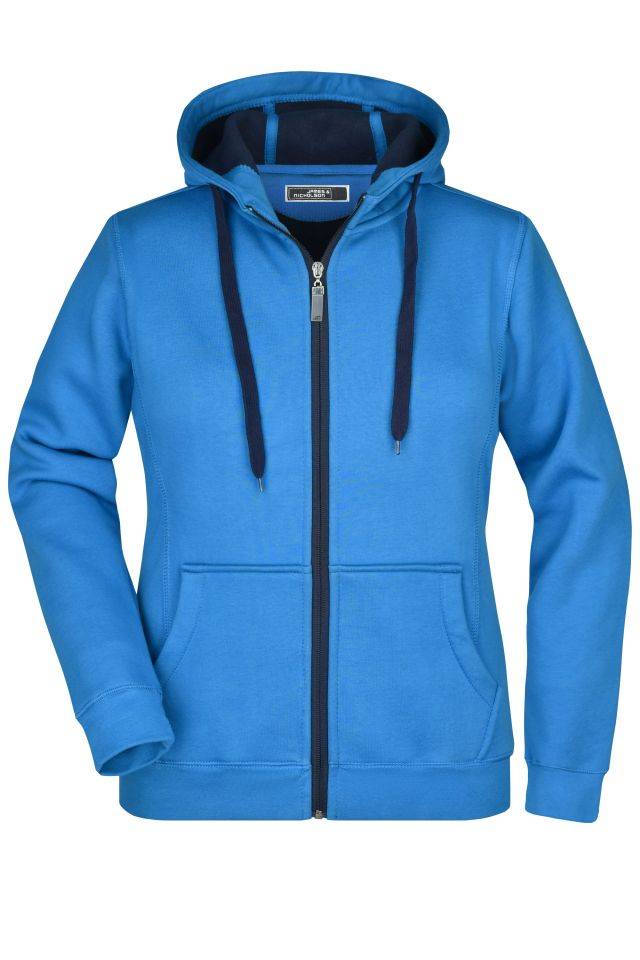 Ladies' Doubleface Jacket Sportive Jacke mit Kapuze blau, Gr. S