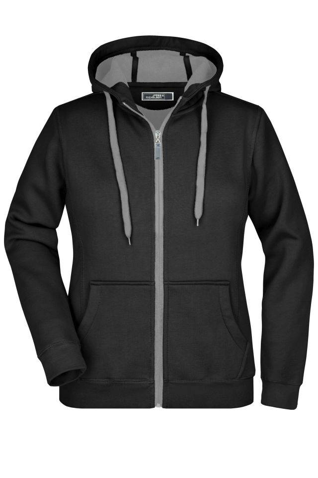 Ladies' Doubleface Jacket Sportive Jacke mit Kapuze schwarz/grau, Gr. S