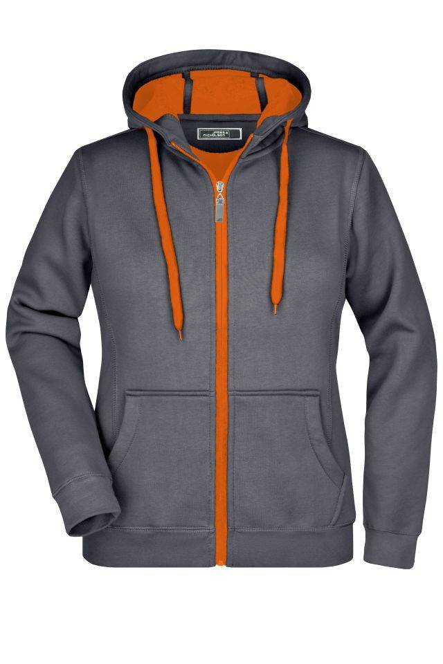 Ladies' Doubleface Jacket Sportive Jacke mit Kapuze grau/orange, Gr. L